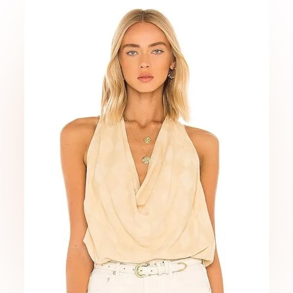 NWT‎ L'ACADEMIE Revolve Klaudia Top in Champagne Cream Women’s Body Suit Size XS